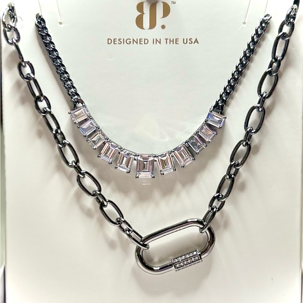 BP Jewelry Lux Layers Rose Quartz Cubic Zirconia with Rhodium Plating